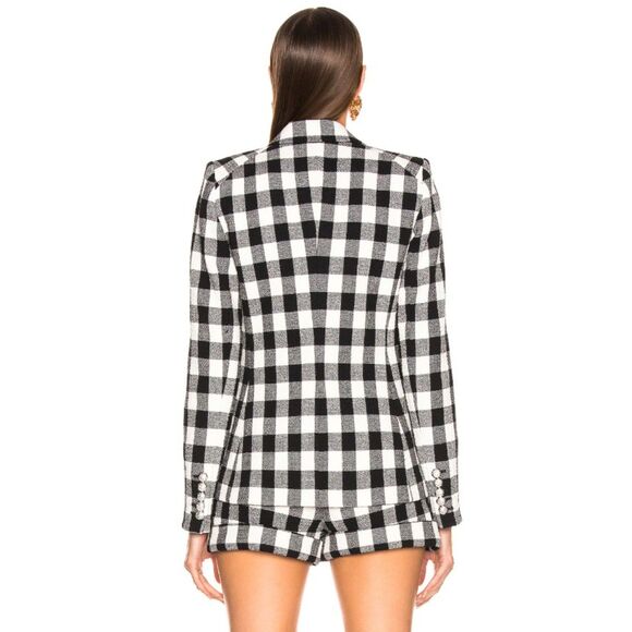Veronica Beard Women's Black White Checkered Miller Dickey Jacket Blazer Size 2 - Picture 2 of 6